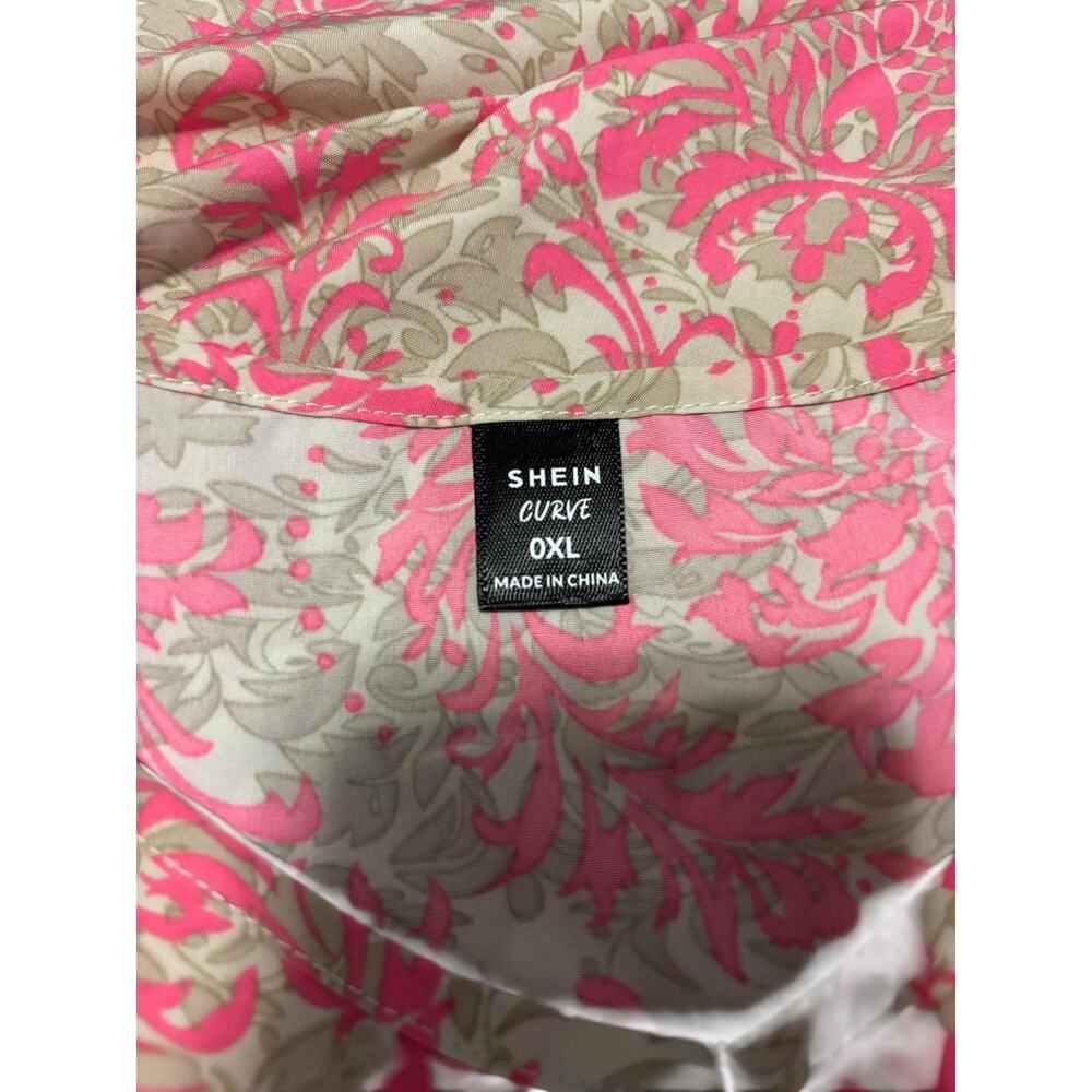 SHEIN Curve Pink & Tan Paisley Floral Blouse Size 0XL NWOT - Picture 3 of 4